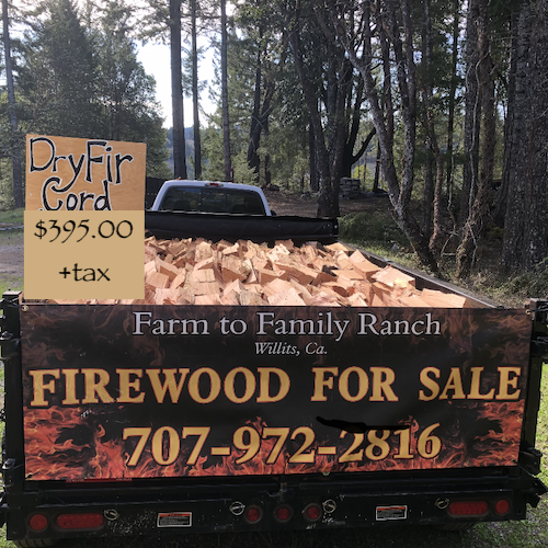 Dry Douglas fir firewood cord is split and delivered to Willits.