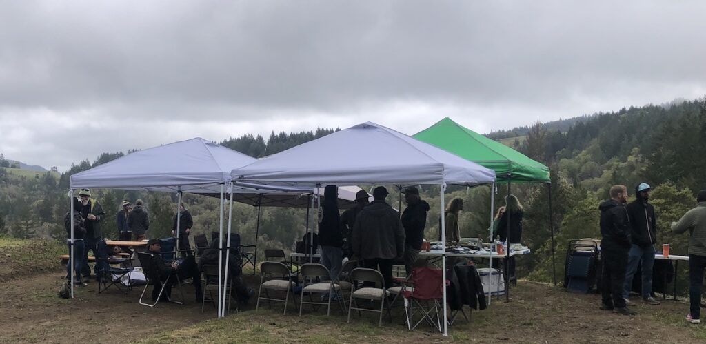 Private event rain tent set up