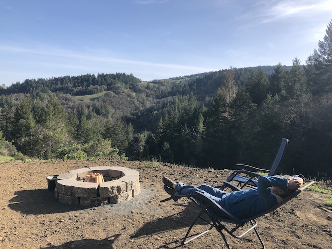 Beautiful daytime views with stargazing sky next to fire pit